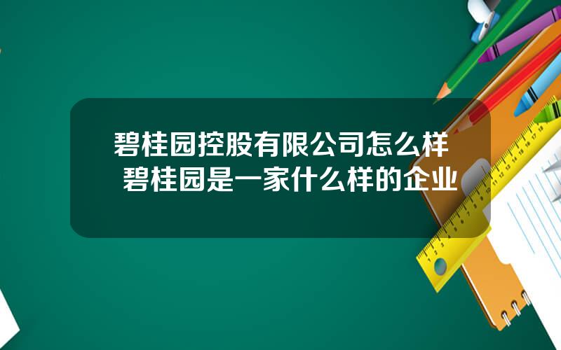 碧桂园控股有限公司怎么样 碧桂园是一家什么样的企业